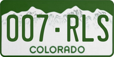 CO license plate 007RLS
