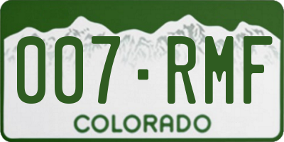 CO license plate 007RMF