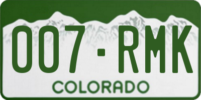 CO license plate 007RMK