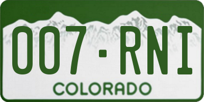 CO license plate 007RNI