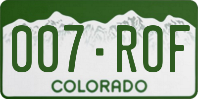 CO license plate 007ROF