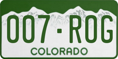 CO license plate 007ROG