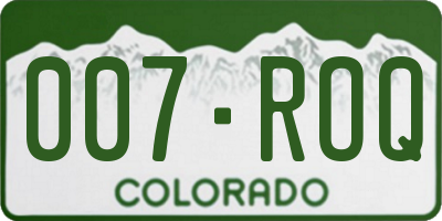 CO license plate 007ROQ