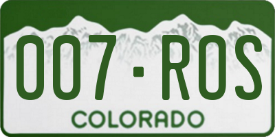 CO license plate 007ROS
