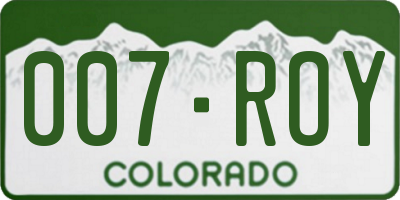 CO license plate 007ROY