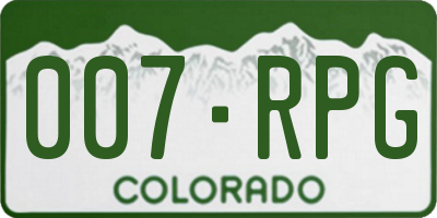 CO license plate 007RPG