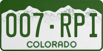 CO license plate 007RPI