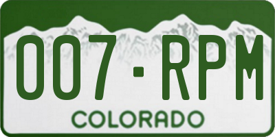 CO license plate 007RPM