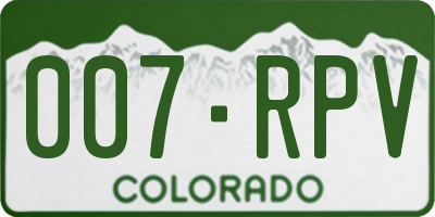 CO license plate 007RPV