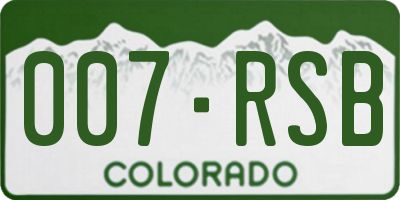 CO license plate 007RSB