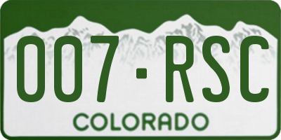 CO license plate 007RSC