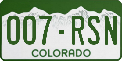 CO license plate 007RSN