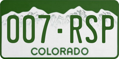 CO license plate 007RSP