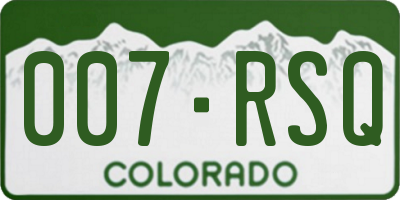CO license plate 007RSQ