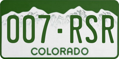 CO license plate 007RSR