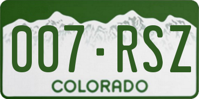 CO license plate 007RSZ