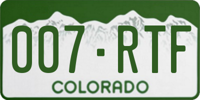 CO license plate 007RTF