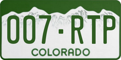 CO license plate 007RTP