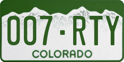 CO license plate 007RTY