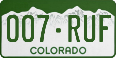 CO license plate 007RUF