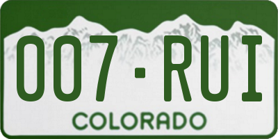 CO license plate 007RUI