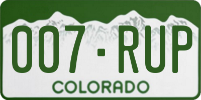 CO license plate 007RUP