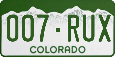 CO license plate 007RUX