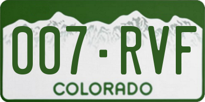CO license plate 007RVF