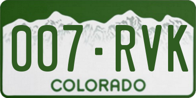 CO license plate 007RVK
