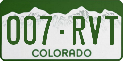 CO license plate 007RVT