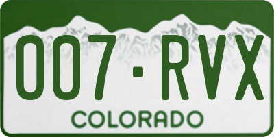 CO license plate 007RVX