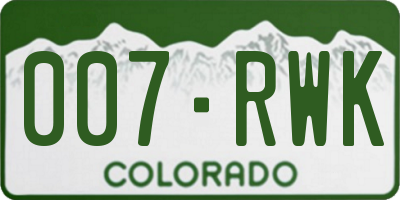 CO license plate 007RWK