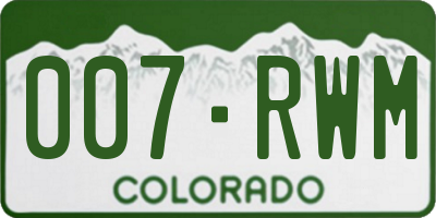 CO license plate 007RWM