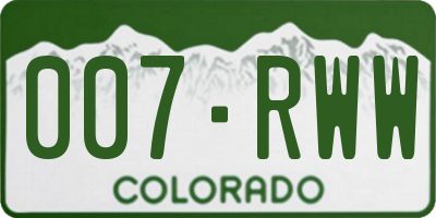 CO license plate 007RWW