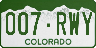 CO license plate 007RWY