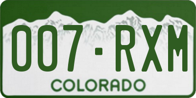 CO license plate 007RXM
