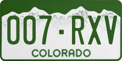 CO license plate 007RXV