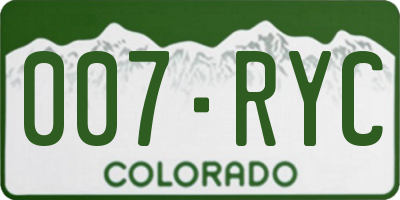 CO license plate 007RYC
