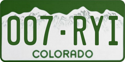 CO license plate 007RYI