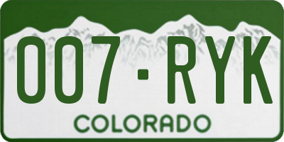 CO license plate 007RYK