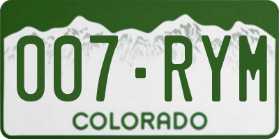 CO license plate 007RYM