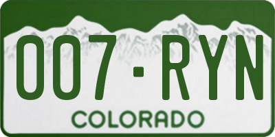 CO license plate 007RYN