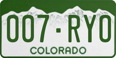 CO license plate 007RYO