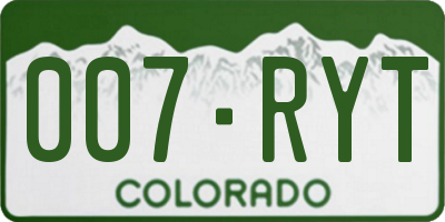 CO license plate 007RYT