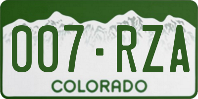 CO license plate 007RZA