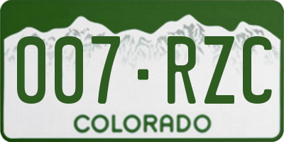CO license plate 007RZC