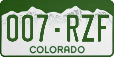 CO license plate 007RZF