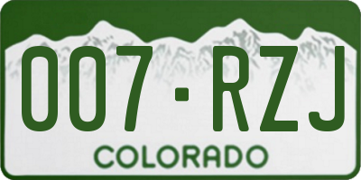 CO license plate 007RZJ