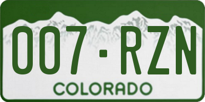 CO license plate 007RZN