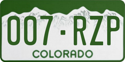 CO license plate 007RZP